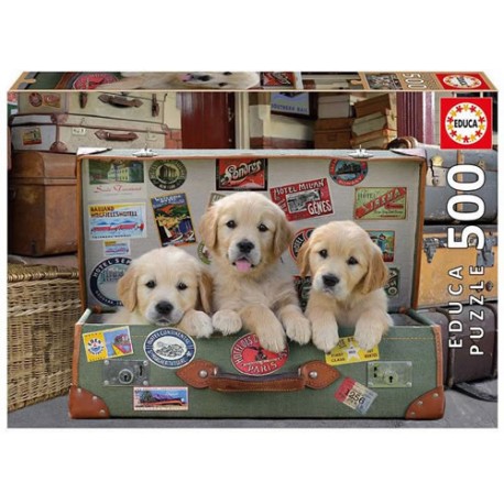 Cachorros en el equipaje puzzle 500 piezas